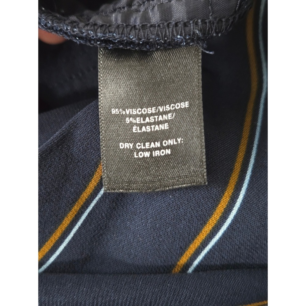 Lafayette 148 Striped Wide Leg Pants S Navy Blue Relaxed Pull On Career Trousers - Picture 9 of 10